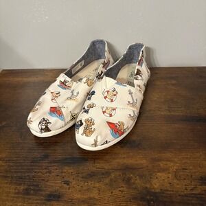 Toms Nautical Sea Venture Dog Print‎ Canvas Slip On Shoe (Women's 7.5W)